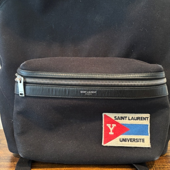 Saint Laurent Black Universite Patch Backpack YSL main image 4